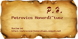 Petrovics Honorátusz névjegykártya